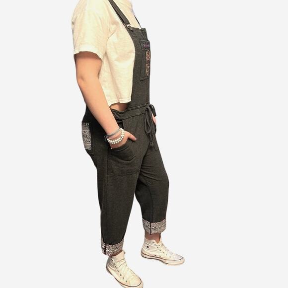 Wallflower Women's Overalls grey drawstring cropped hem reworked one of a kind ! - Picture 4 of 12